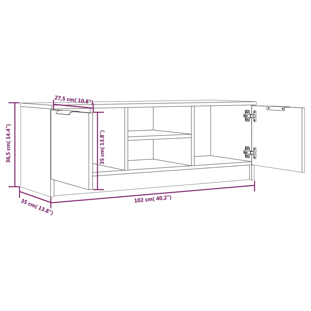 TV-Schrank Weiß 102x35x36,5 cm Holzwerkstoff