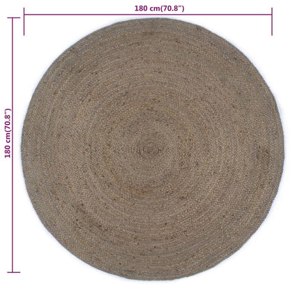 Teppich Handgefertigt Jute Rund 180 cm Grau