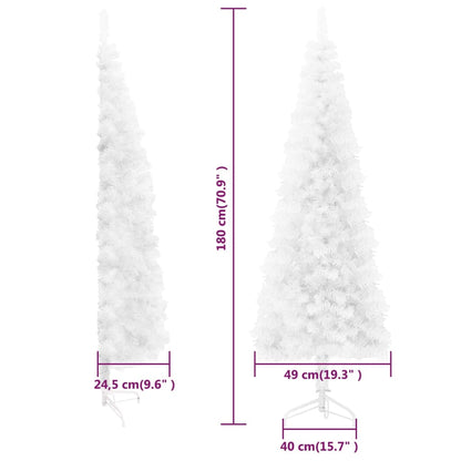 Künstlicher Halb-Weihnachtsbaum mit Ständer Schlank Weiß 180 cm