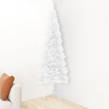 Künstlicher Halb-Weihnachtsbaum mit Ständer Schlank Weiß 240 cm