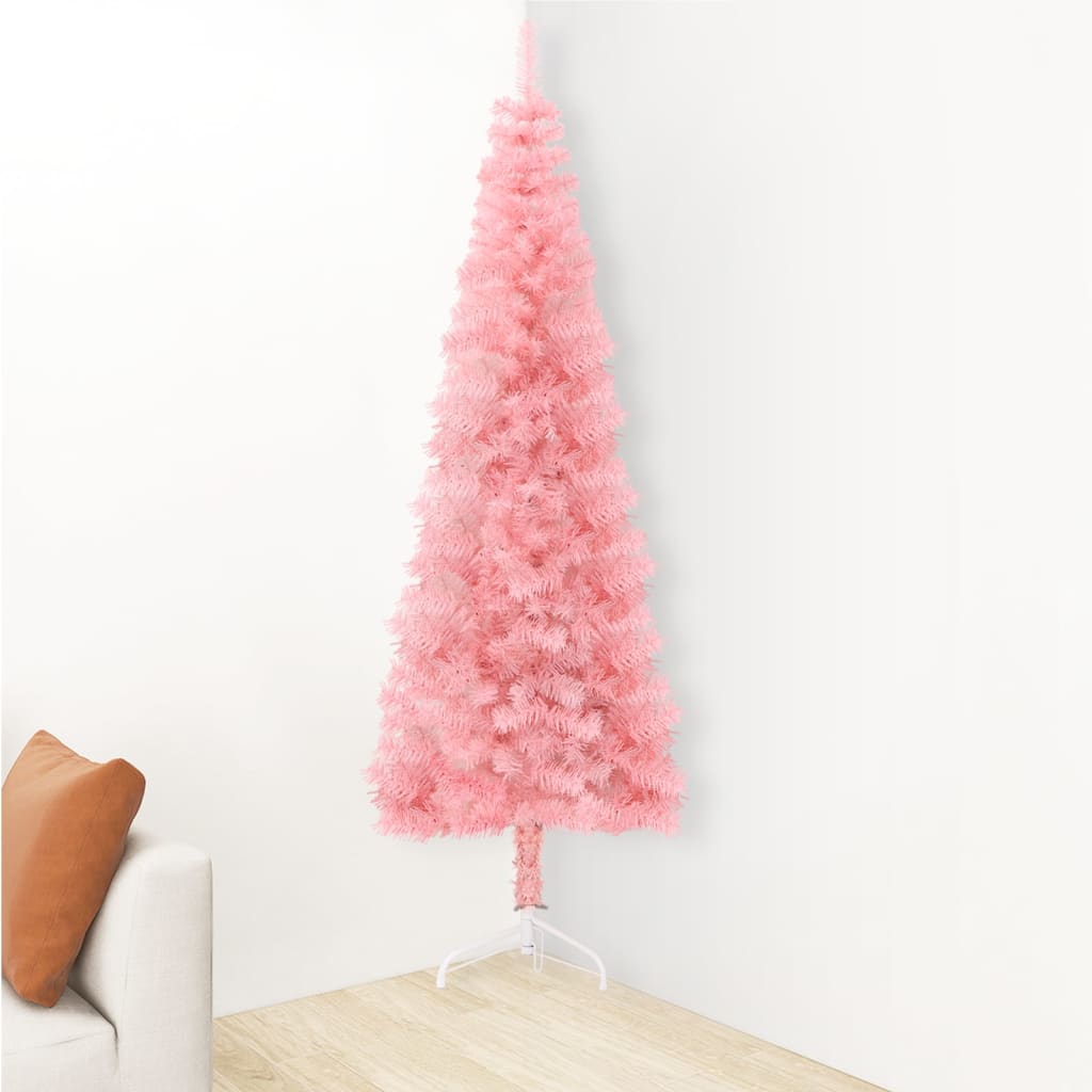 Künstlicher Halb-Weihnachtsbaum mit Ständer Schlank Rosa 210 cm