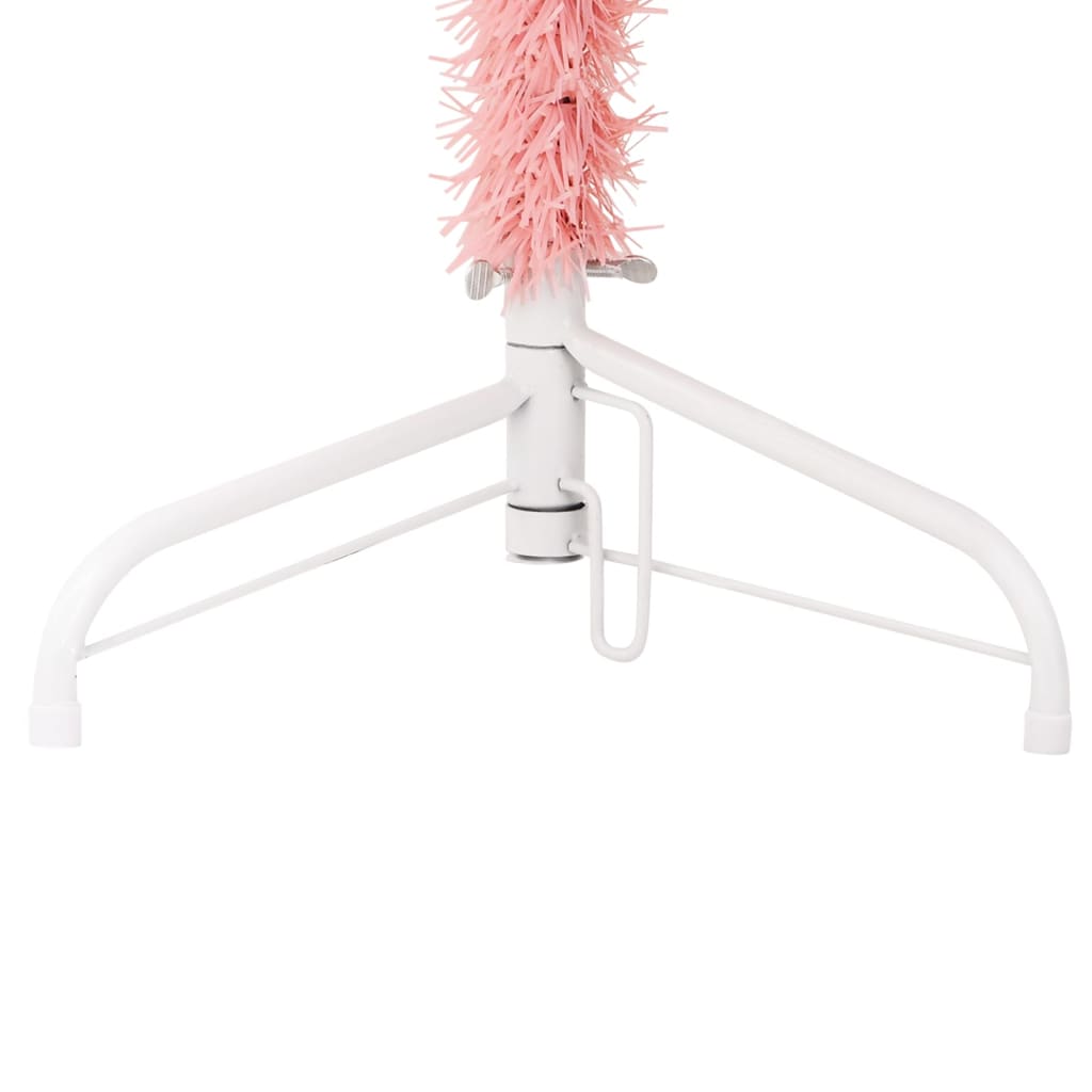 Künstlicher Halb-Weihnachtsbaum mit Ständer Schlank Rosa 210 cm