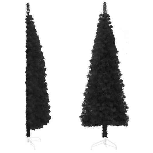 Künstlicher Halb-Weihnachtsbaum Ständer Schlank Schwarz 150 cm