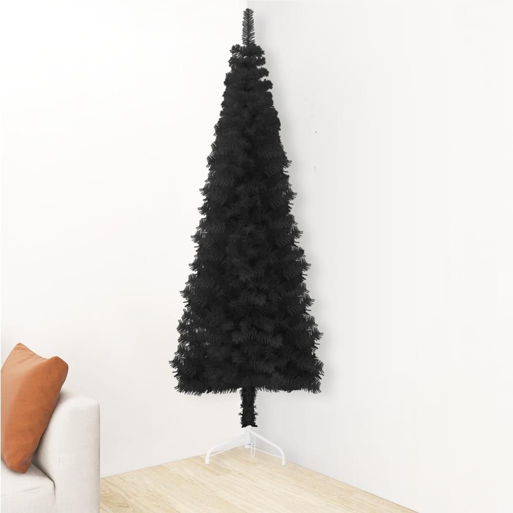 Künstlicher Halb-Weihnachtsbaum Ständer Schlank Schwarz 180 cm