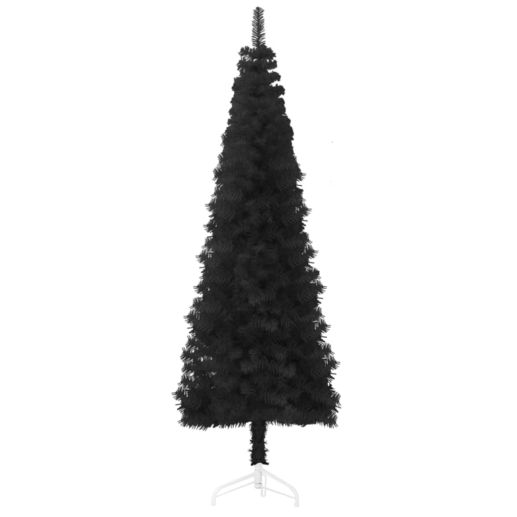 Künstlicher Halb-Weihnachtsbaum Ständer Schlank Schwarz 240 cm