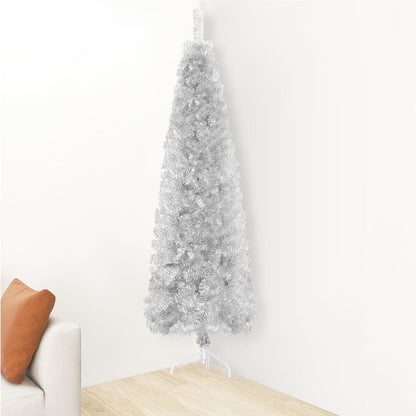 Künstlicher Halb-Weihnachtsbaum Ständer Schlank Silbern 210 cm