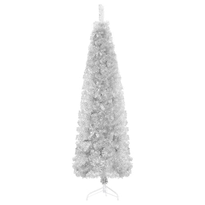 Künstlicher Halb-Weihnachtsbaum Ständer Schlank Silbern 210 cm