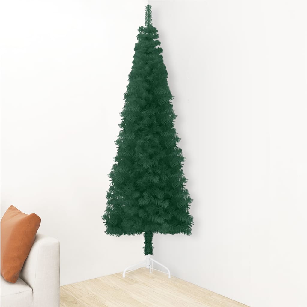 Künstlicher Halb-Weihnachtsbaum mit Ständer Schlank Grün 210 cm