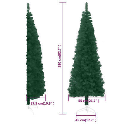 Künstlicher Halb-Weihnachtsbaum mit Ständer Schlank Grün 210 cm