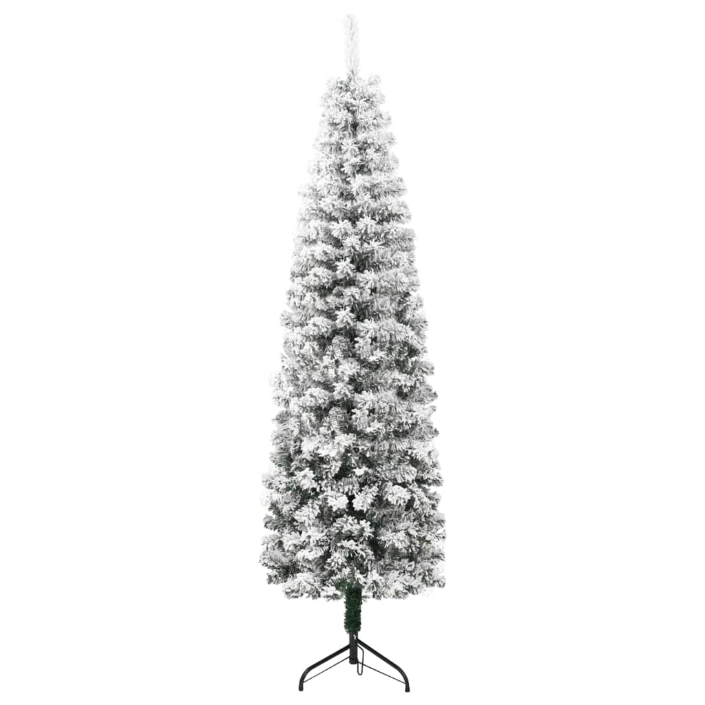 Künstlicher Halb-Weihnachtsbaum mit Schnee Schlank 210 cm