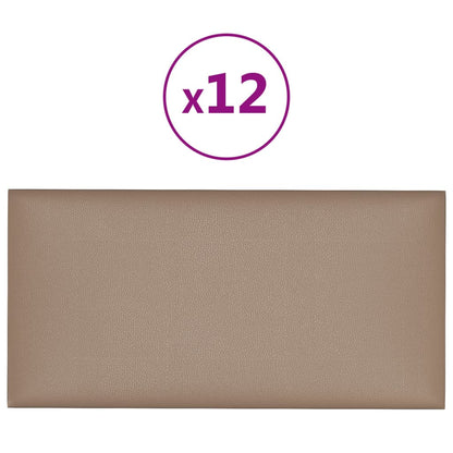 Wandpaneele 12 Stk. Cappuccino-Braun 30x15cm Kunstleder 0,54 m²