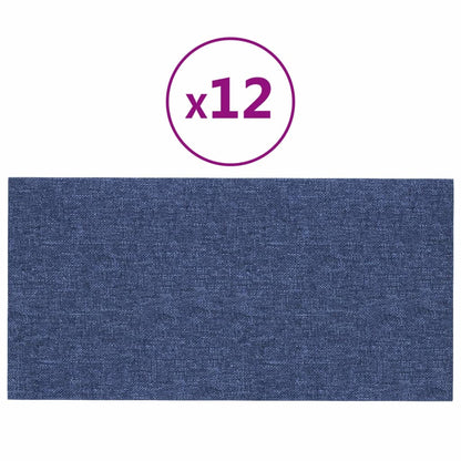 Wandpaneele 12 Stk. Blau 60x30 cm Stoff 2,16 m²