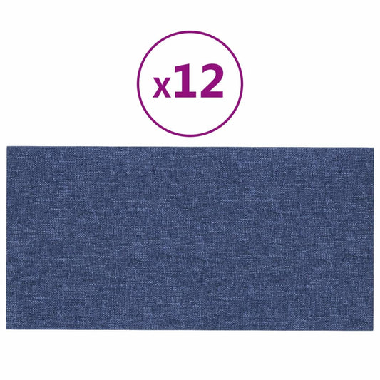 Wandpaneele 12 Stk. Blau 60x30 cm Stoff 2,16 m²