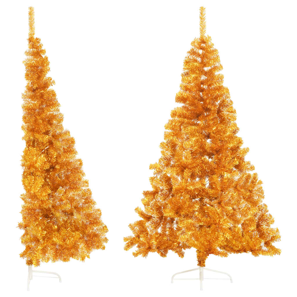 Künstlicher Halb-Weihnachtsbaum mit Ständer Gold 240 cm PET