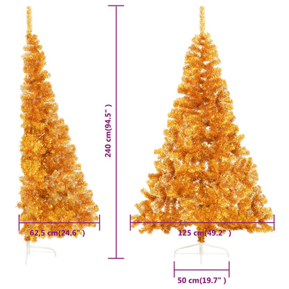 Künstlicher Halb-Weihnachtsbaum mit Ständer Gold 240 cm PET