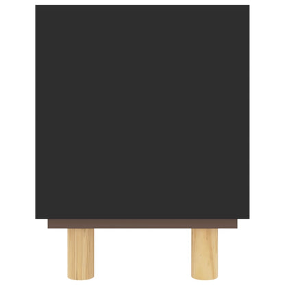 TV-Schrank Schwarz 105x30x40 cm Massivholz Kiefer Natur-Rattan