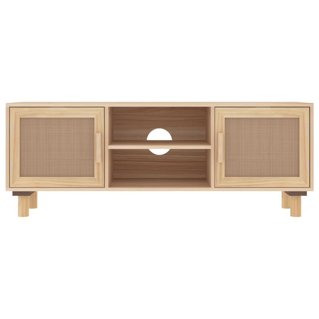 TV-Schrank Braun 105x30x40 cm Massivholz Kiefer Natur-Rattan