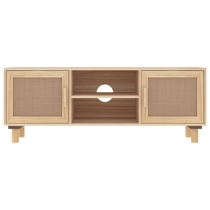 TV-Schrank Braun 105x30x40 cm Massivholz Kiefer Natur-Rattan