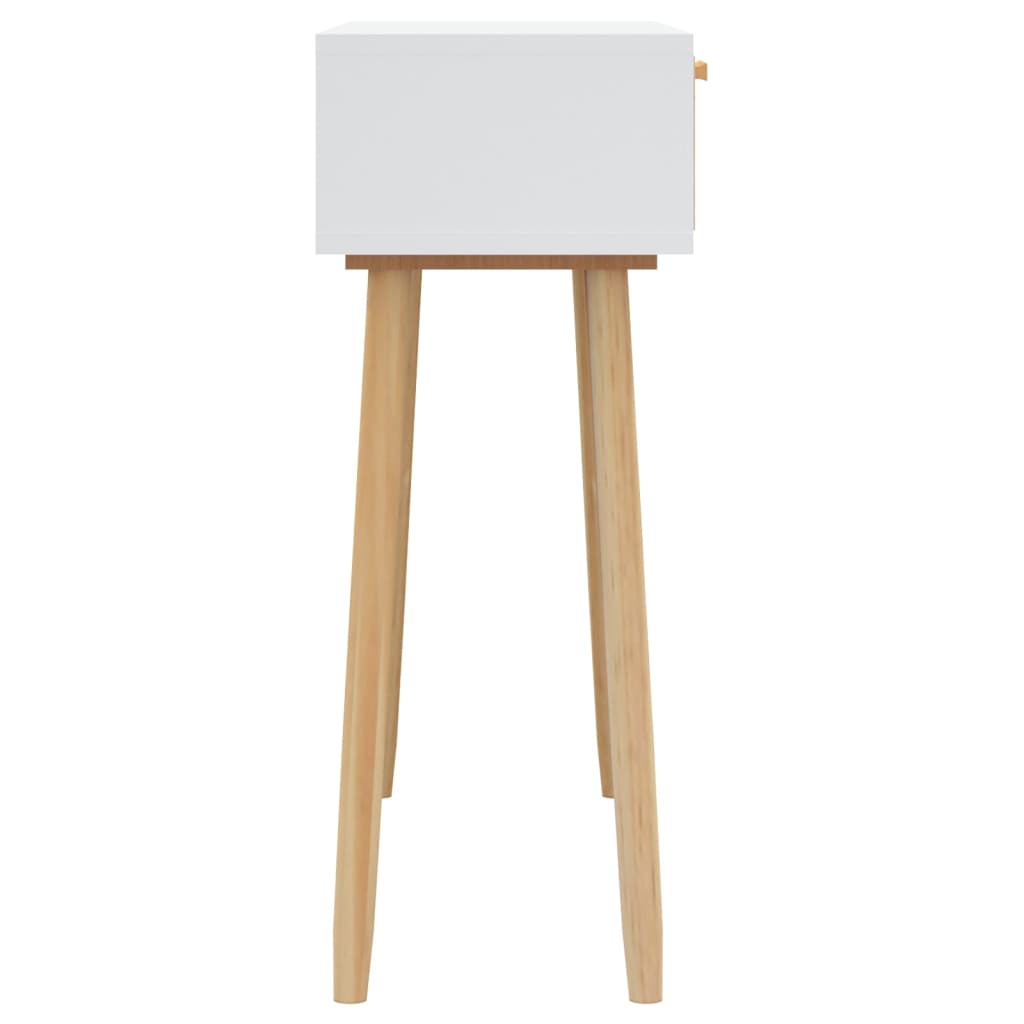 Konsolentisch Weiß 80x30x75 cm Massivholz Kiefer Natur-Rattan