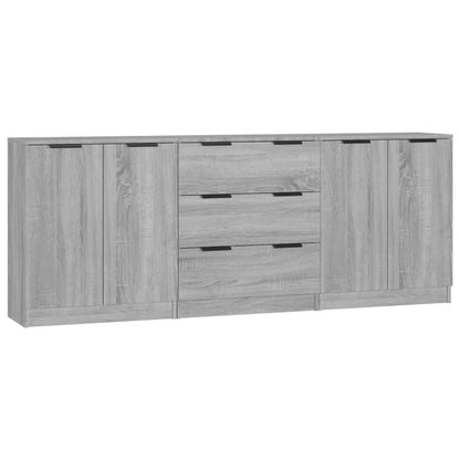 3-tlg. Sideboards Grau Sonoma Holzwerkstoff