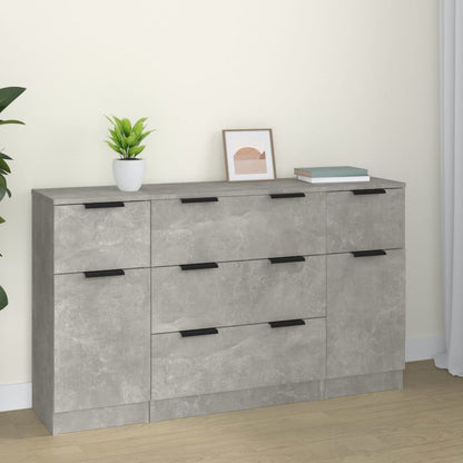 3-tlg. Sideboard-Set Betongrau Holzwerkstoff
