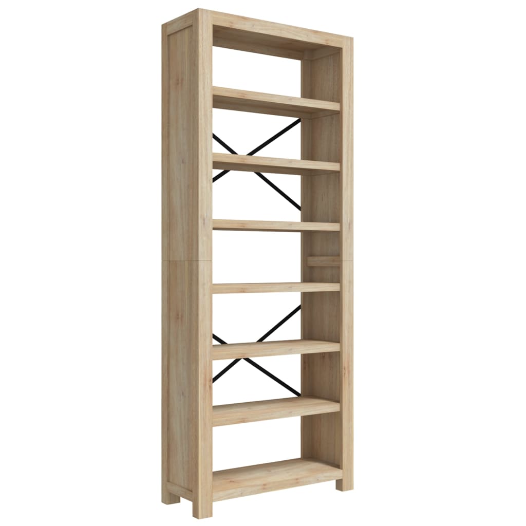 Bücherregal 7 Böden 80x30x200 cm Massivholz Akazie
