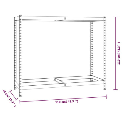 Reifenregale mit 2 Böden 2 Stk. Silbern 110x40x110 cm Stahl