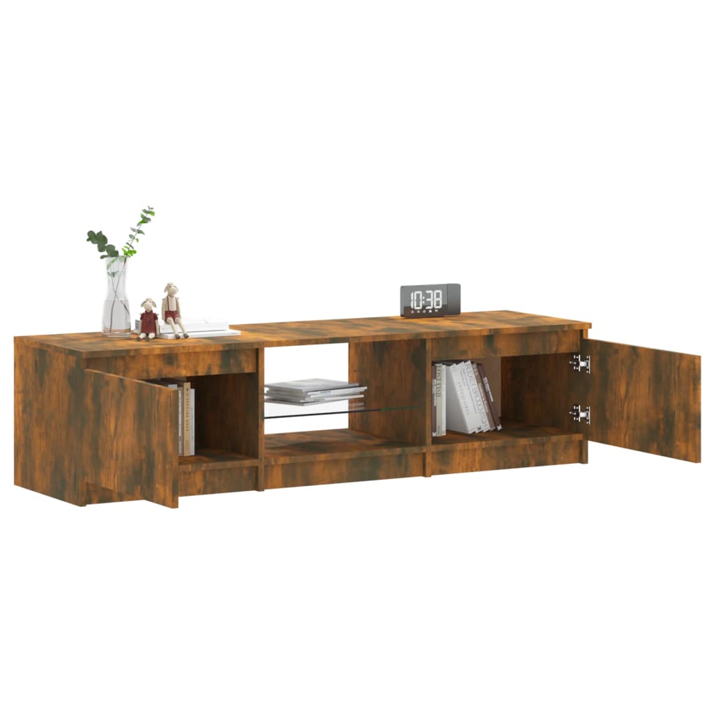 TV-Schrank mit LED-Leuchten Räuchereiche 140x40x36 cm