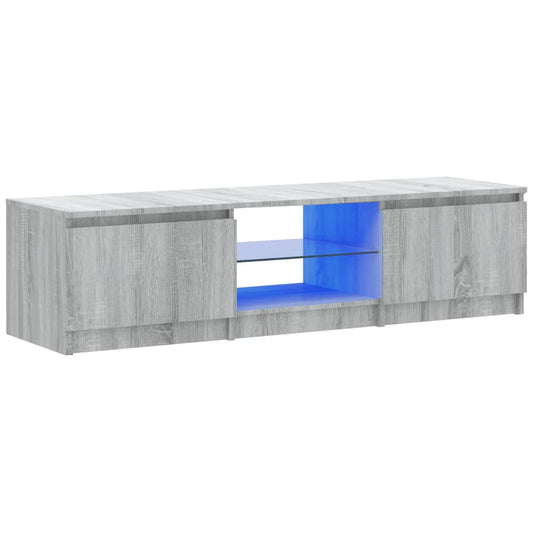 TV-Schrank mit LED-Leuchten Grau Sonoma 140x40x36 cm