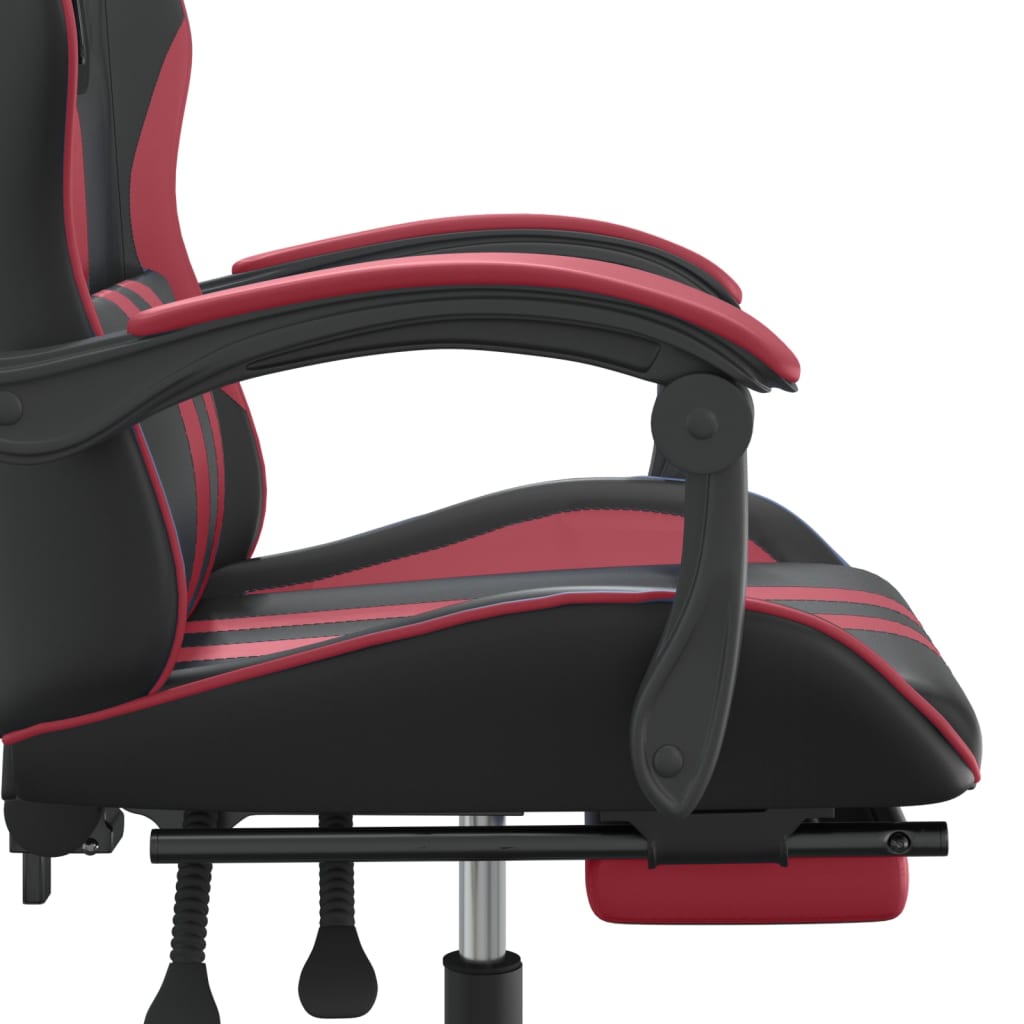 Gaming-Stuhl mit Fußstütze Drehbar Schwarz & Weinrot Kunstleder