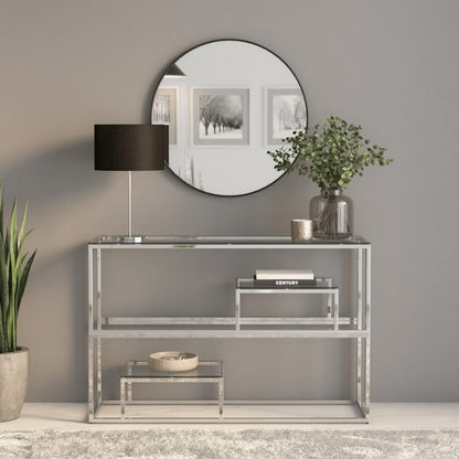 Konsolentisch Silbern Edelstahl und Hartglas
