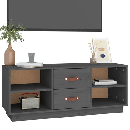TV-Schrank Grau 100x34x40 cm Massivholz Kiefer