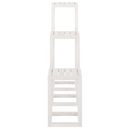 3-tlg. Pflanzenständer-Set Weiß Massivholz Kiefer