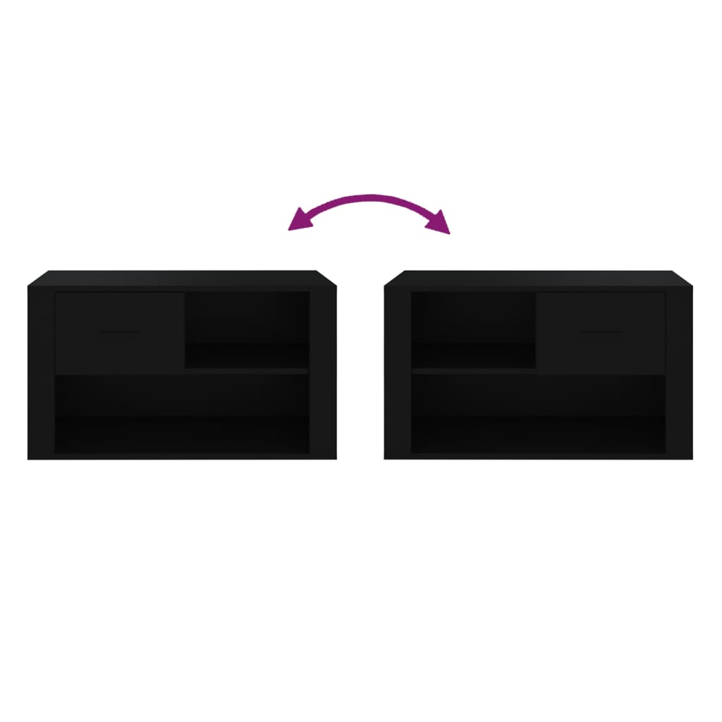 Schuhschrank Schwarz 80x35x45 cm Holzwerkstoff