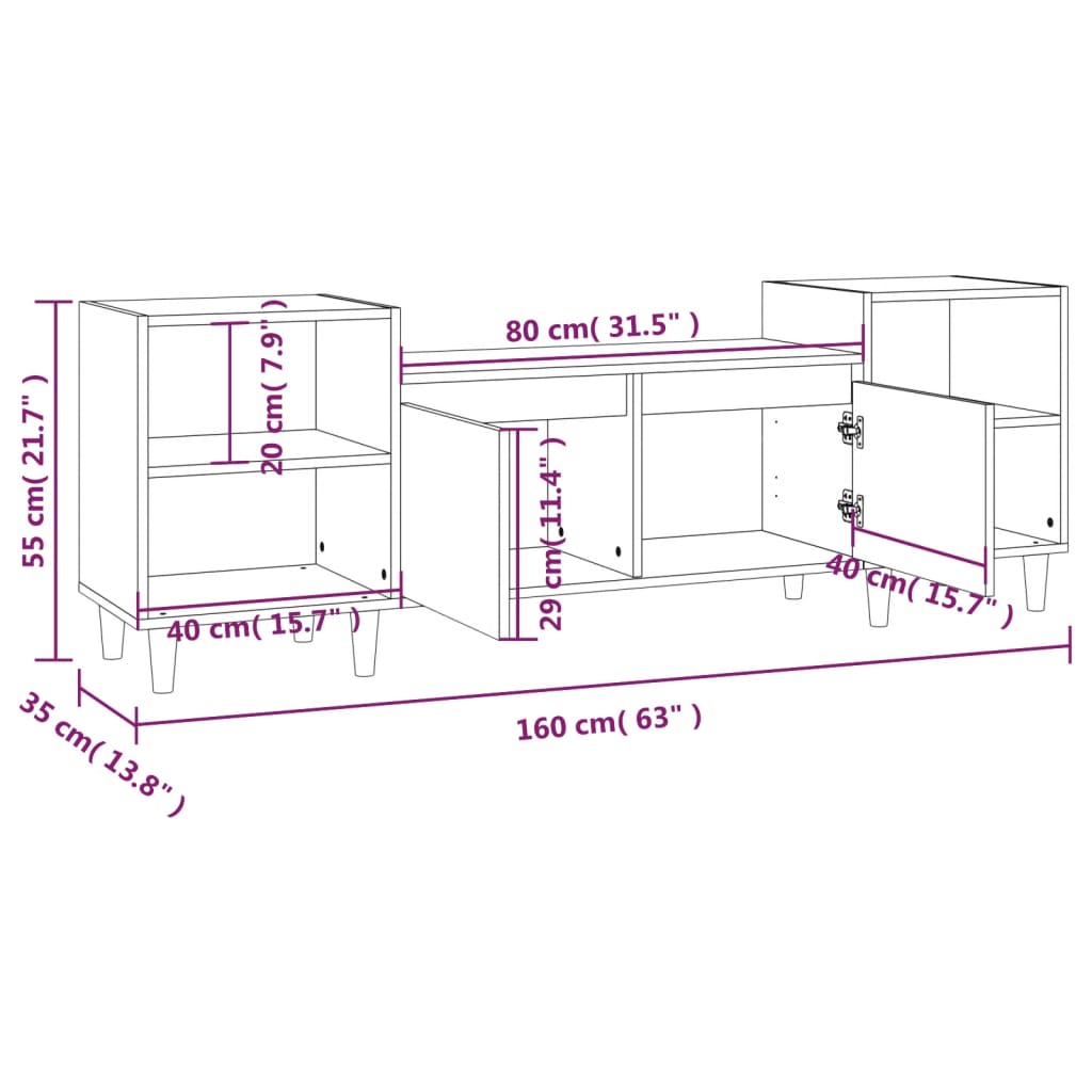 TV-Schrank Weiß 160x35x55 cm Holzwerkstoff