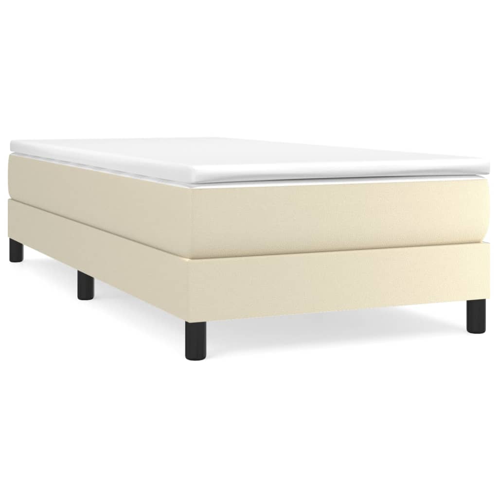 Boxspringbettgestell Creme 90x200 cm Kunstleder