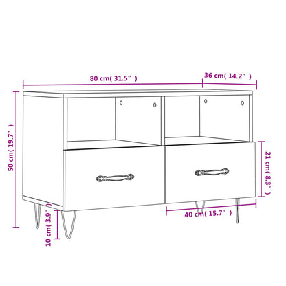 TV-Schrank Schwarz 80x36x50 cm Holzwerkstoff