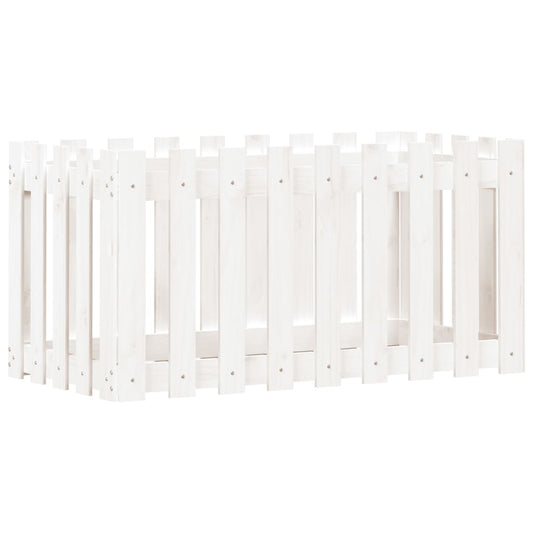 Hochbeet Lattenzaun-Design Weiß 100x50x50 cm Massivholz Kiefer