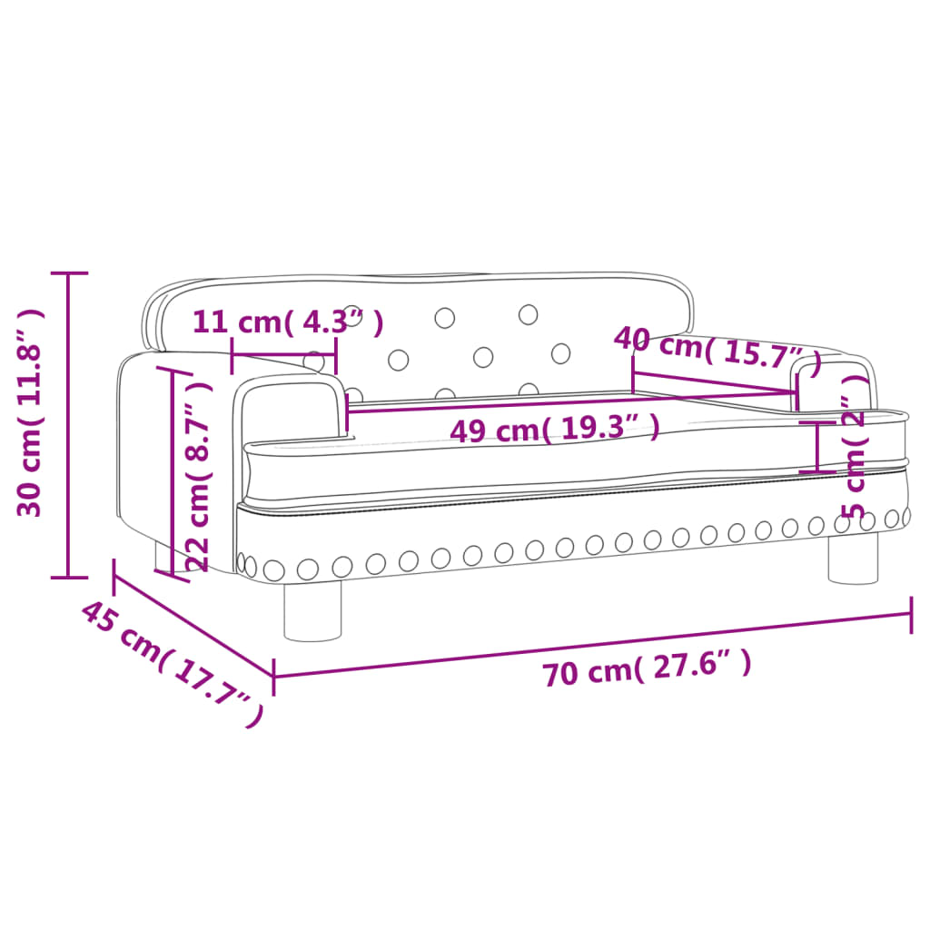 Kindersofa Dunkelgrau 70x45x30 cm Samt