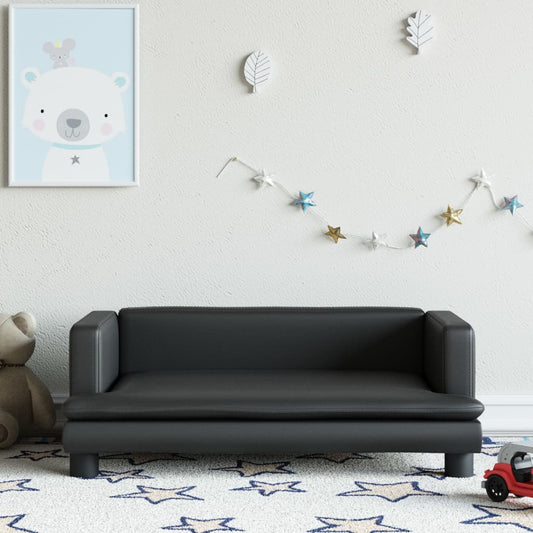 Kindersofa Schwarz 80x45x30 cm Kunstleder