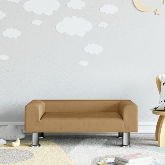 Kindersofa Braun 70x45x26,5 cm Samt