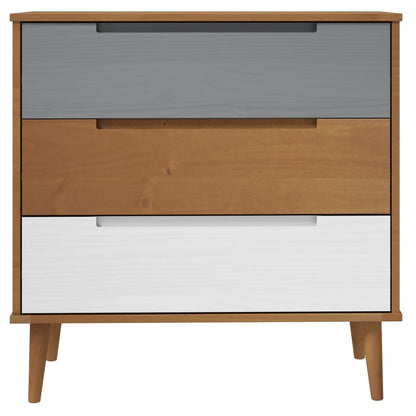 Schubladenschrank MOLDE Braun 80x40x80 cm Massivholz Kiefer