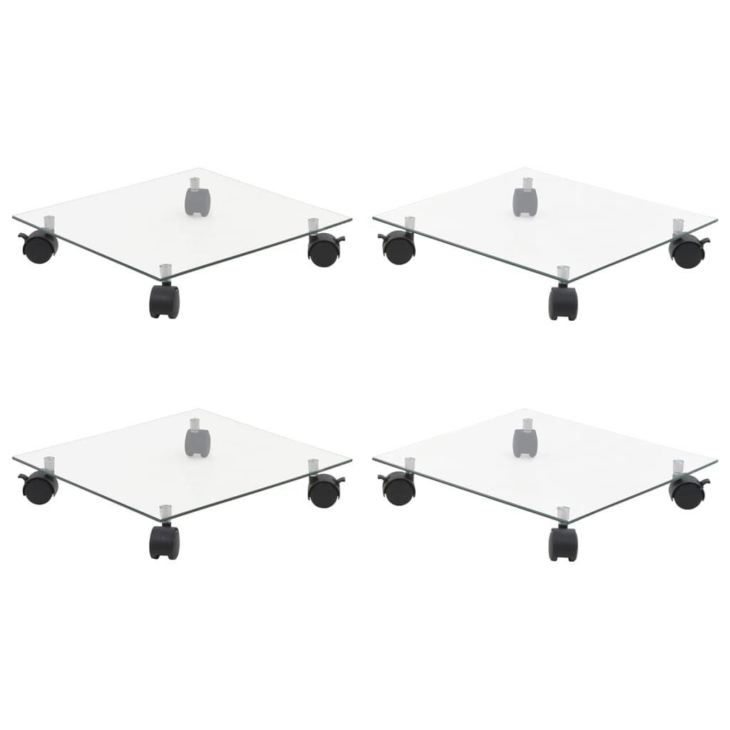 Pflanzenroller 4 Stk. 35x35 cm Hartglas Quadratisch