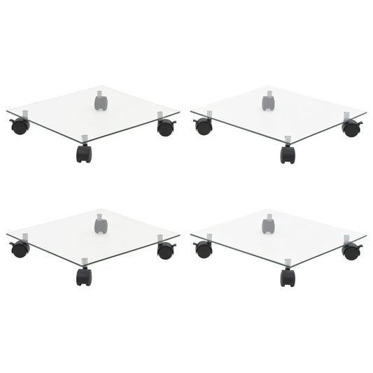 Pflanzenroller 4 Stk. 35x35 cm Hartglas Quadratisch