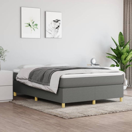 Boxspringbett mit Matratze Dunkelgrau 140x190 cm Stoff