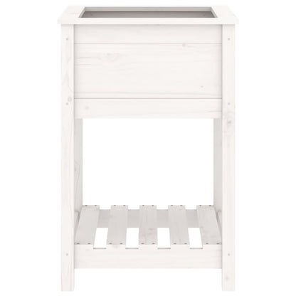 Pflanzkübel mit Ablage Weiß 54x54x81 cm Massivholz Kiefer