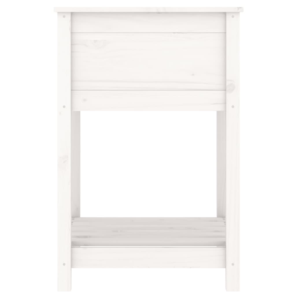 Pflanzkübel mit Ablage Weiß 54x54x81 cm Massivholz Kiefer