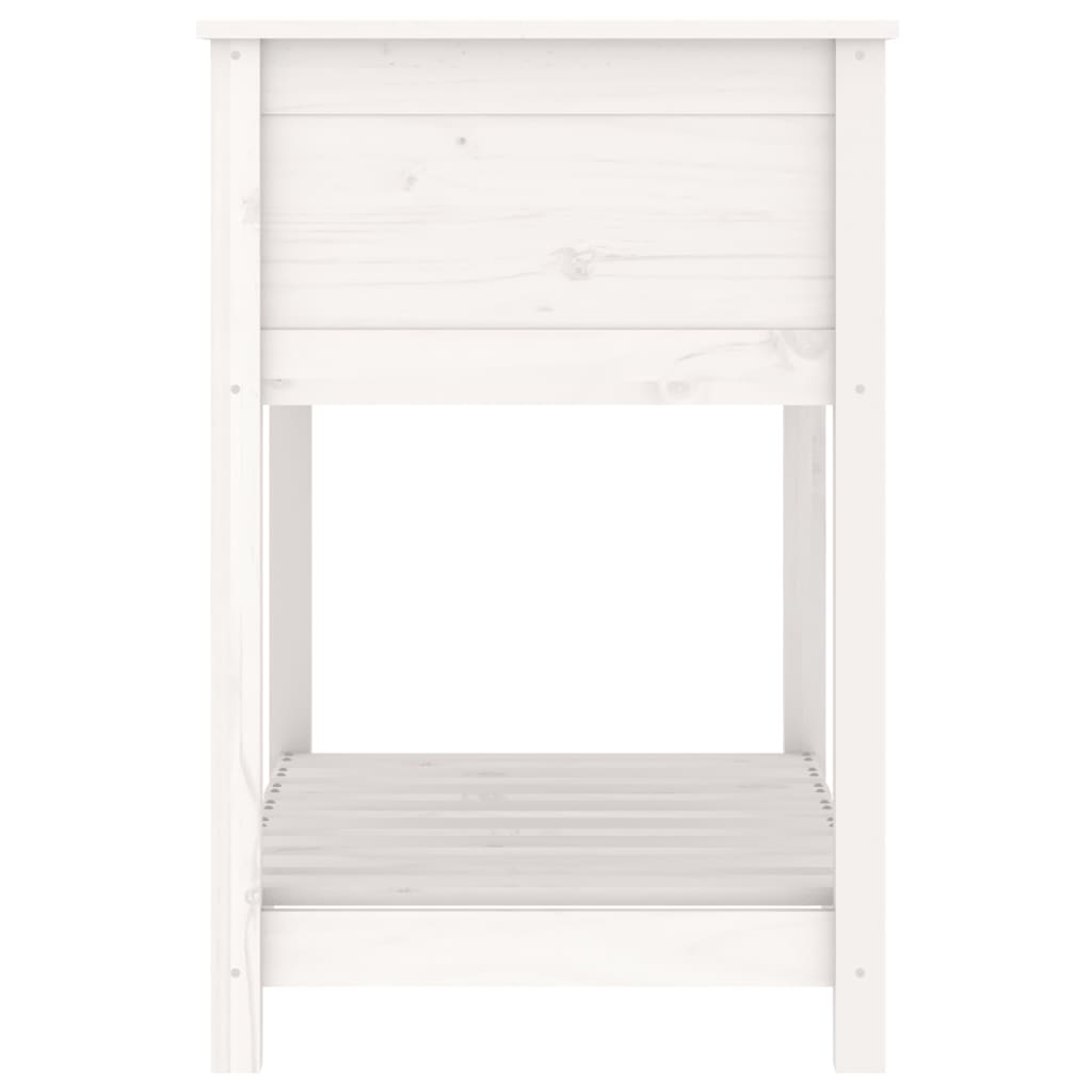 Pflanzkübel mit Ablage Weiß 82,5x54x81 cm Massivholz Kiefer