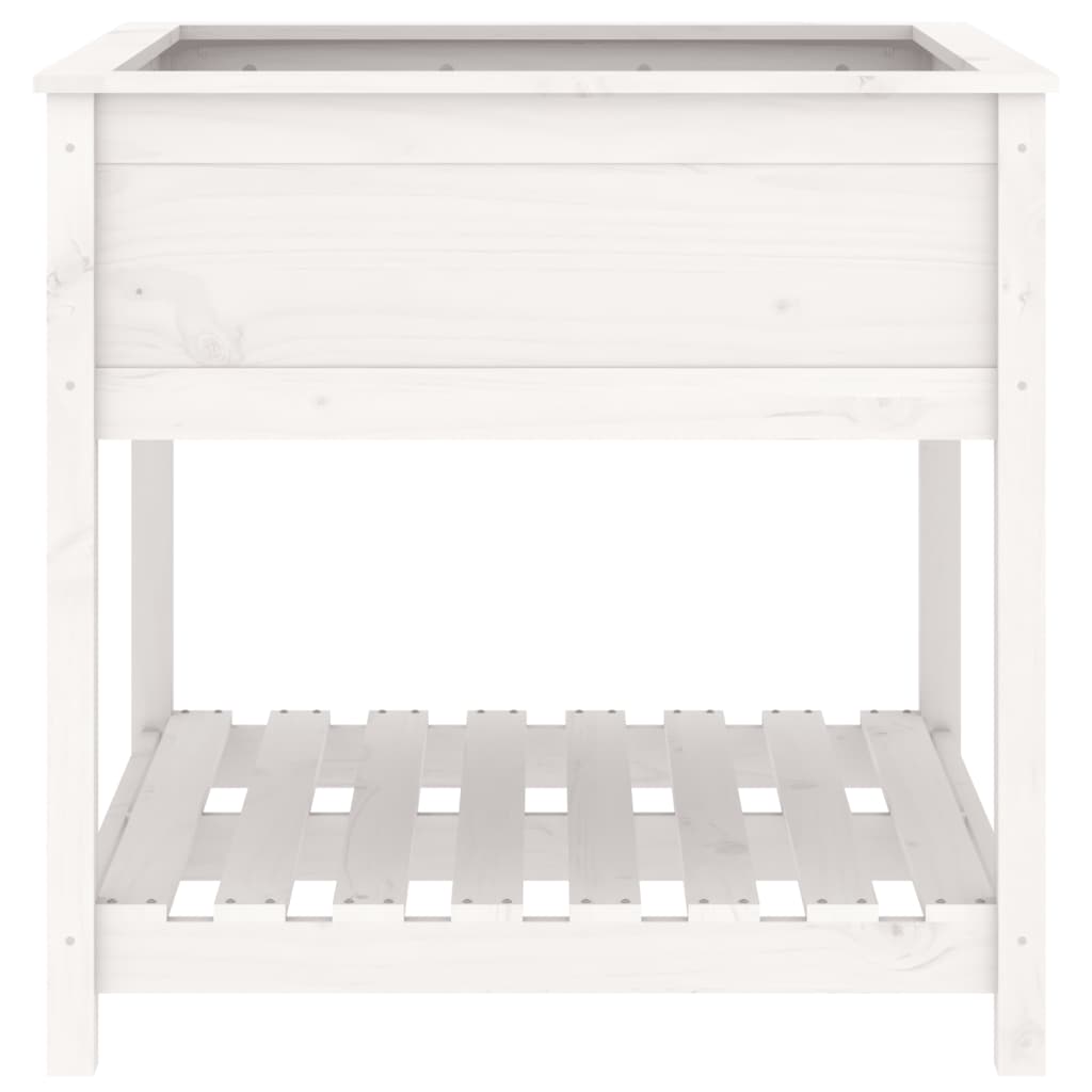 Pflanzkübel mit Ablage Weiß 82,5x82,5x81 cm Massivholz Kiefer