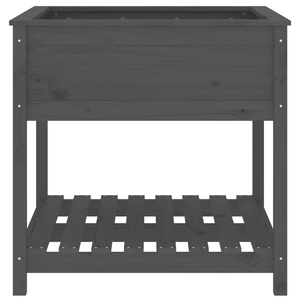 Pflanzkübel mit Ablage Grau 82,5x82,5x81 cm Massivholz Kiefer